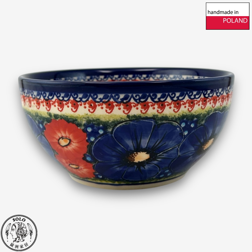 【SOLO歐洲家居】波蘭製 Cerraf 波蘭陶 16cm 大碗 赤藍芳華系列, , large