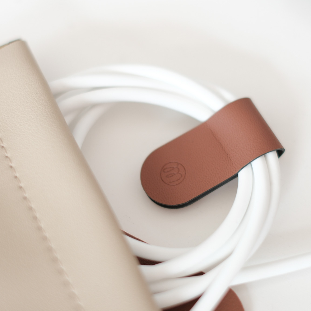 [OneMore Co., Ltd.] OneMore Brand Customized Leather Magnetic Cable Strap (2-pack) Cocoa Brown, , large