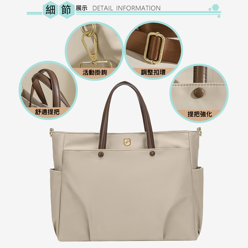 SPRING-尼龍肩背包大方包商務通勤手提包大容量電腦包輕旅行斜背包-多色, , large