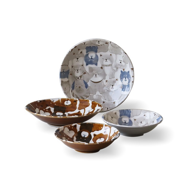 Shiba Inu food bowl set (4 pieces)