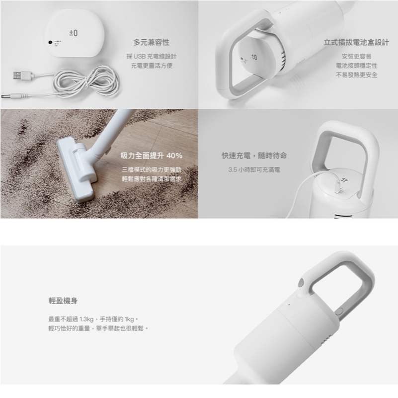 ±0 正負零 XJC-Y011 無線吸塵器 吸塵器 手持吸塵器 白色 公司貨, , large