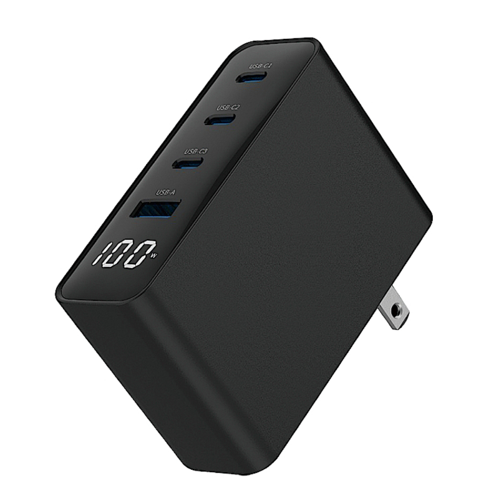 【MCK】3C1A極速100W GaN氮化鎵數顯四孔快充充電器, , large