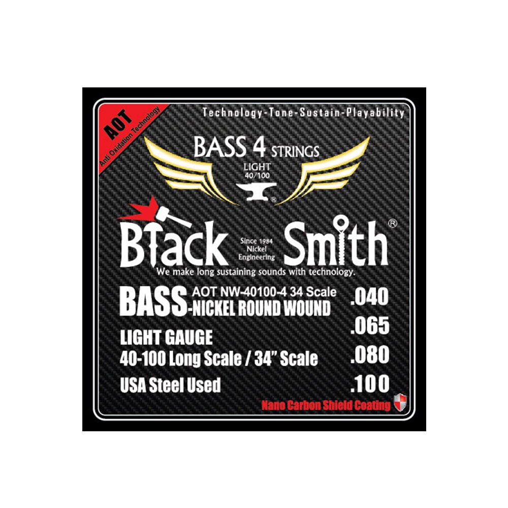 BlackSmith ANW-40100-4-34 奈米碳纖維AOT薄包膜 電貝斯套弦【敦煌樂器】, , large