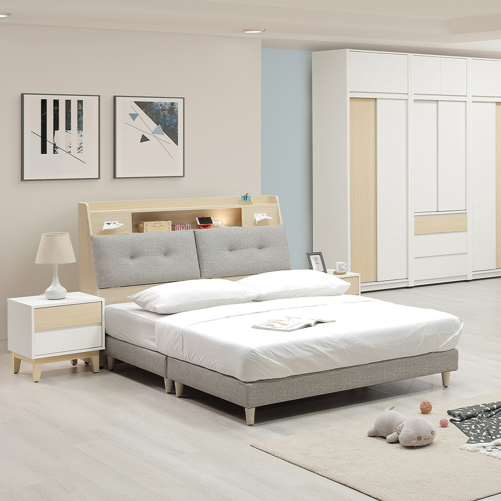 【唯熙傢俱】羅伊岩灰色5尺貓抓皮床底, , large