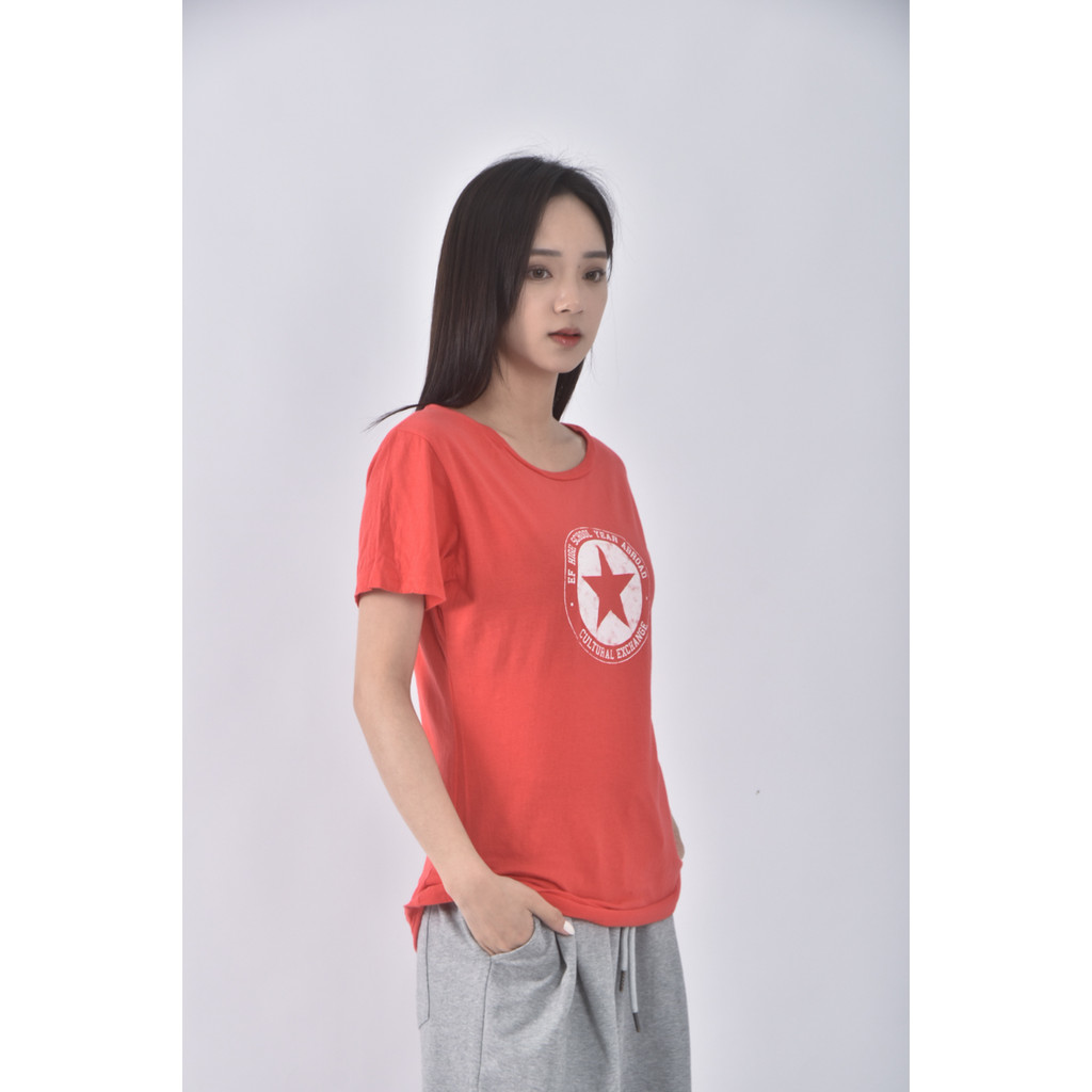 (L) 圓領紅色短袖上衣二手衣, , large