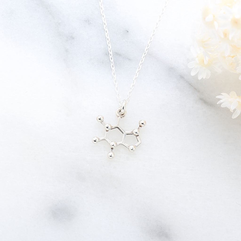 【Angel & Me】咖啡 咖啡因 分子 化學符號 s925 純銀 咖啡豆項鍊, , large