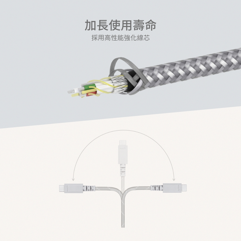 Moshi Integra USB-C to USB-C 240W/480Mbps 充電傳輸線 (0.3m), , large