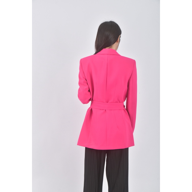 (S) zara西裝質感粉色綁帶外套二手衣, , large