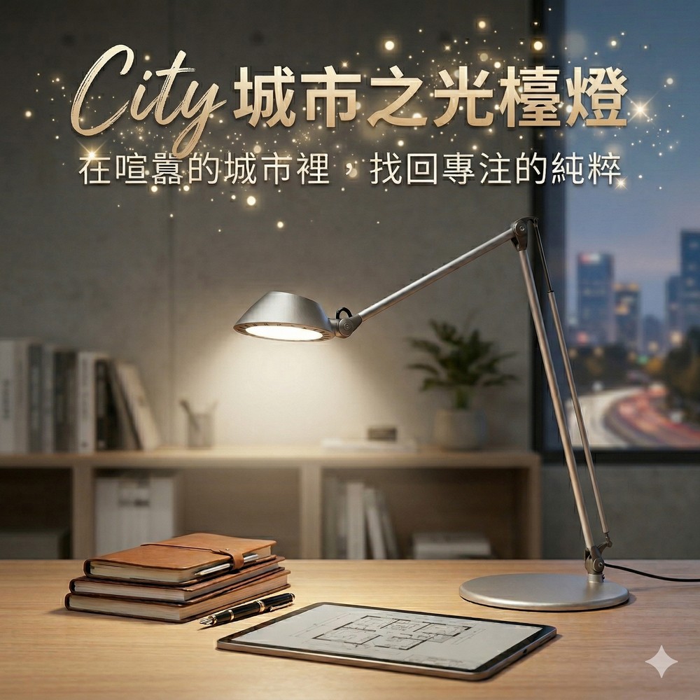 City Swing Arm Led Task Lamp, 5-step dimming