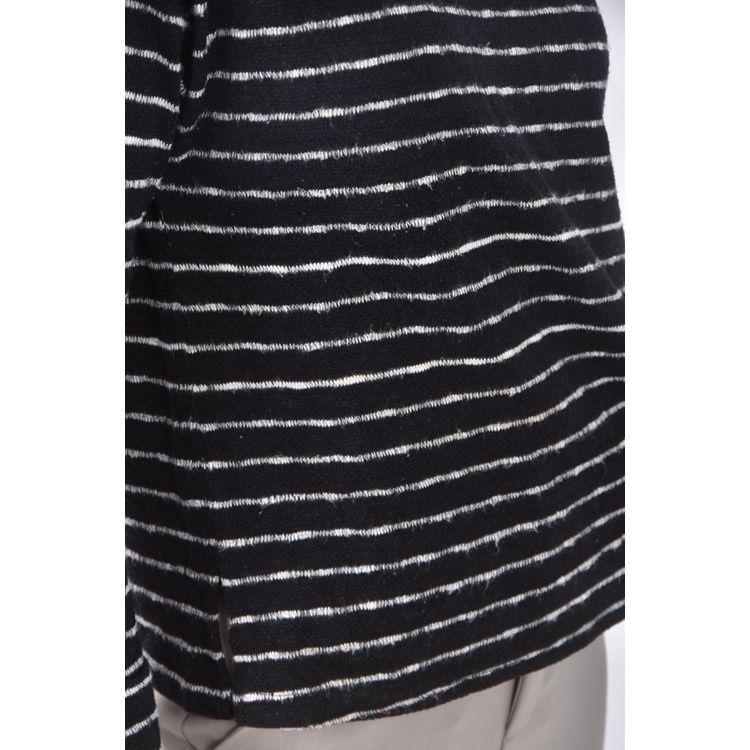 (L) t parts質感棉質條紋黑色長袖上衣二手衣, , large