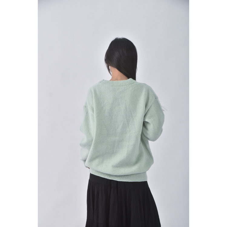 (XL) 質感圓領綠色毛衣二手衣, , large