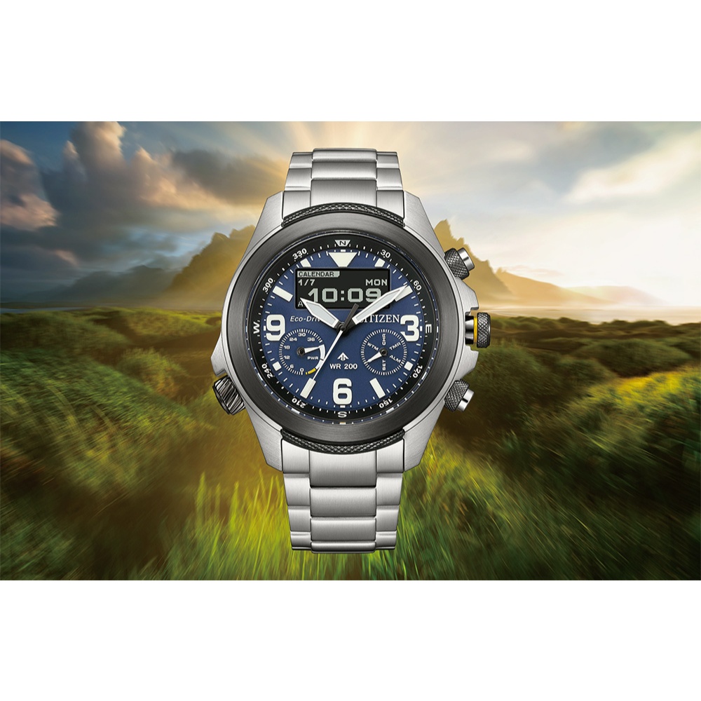 CITIZEN 星辰 Promaster 限量光動能液晶顯示手錶 JV1006-51L, , large