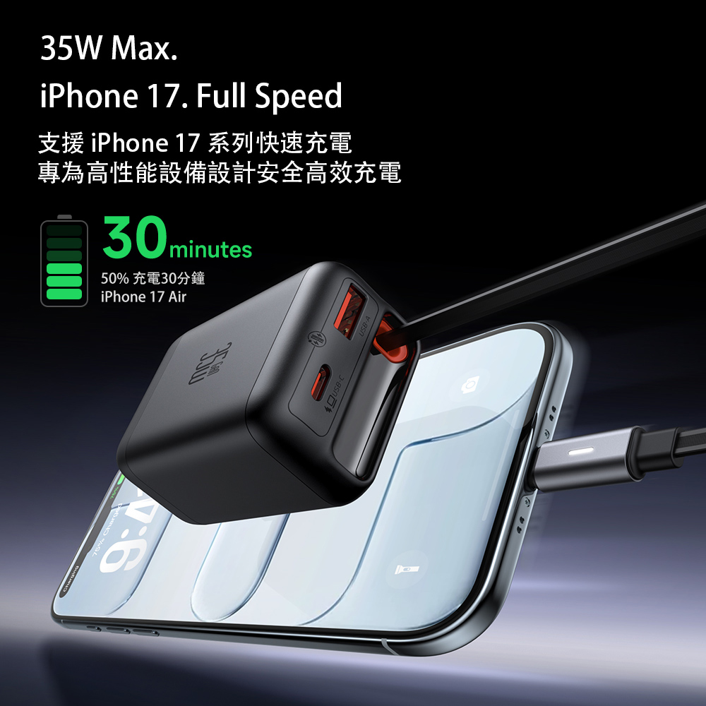 Mcdodo CH129 35W GaN Retractable-Cable Charger A+C, , large