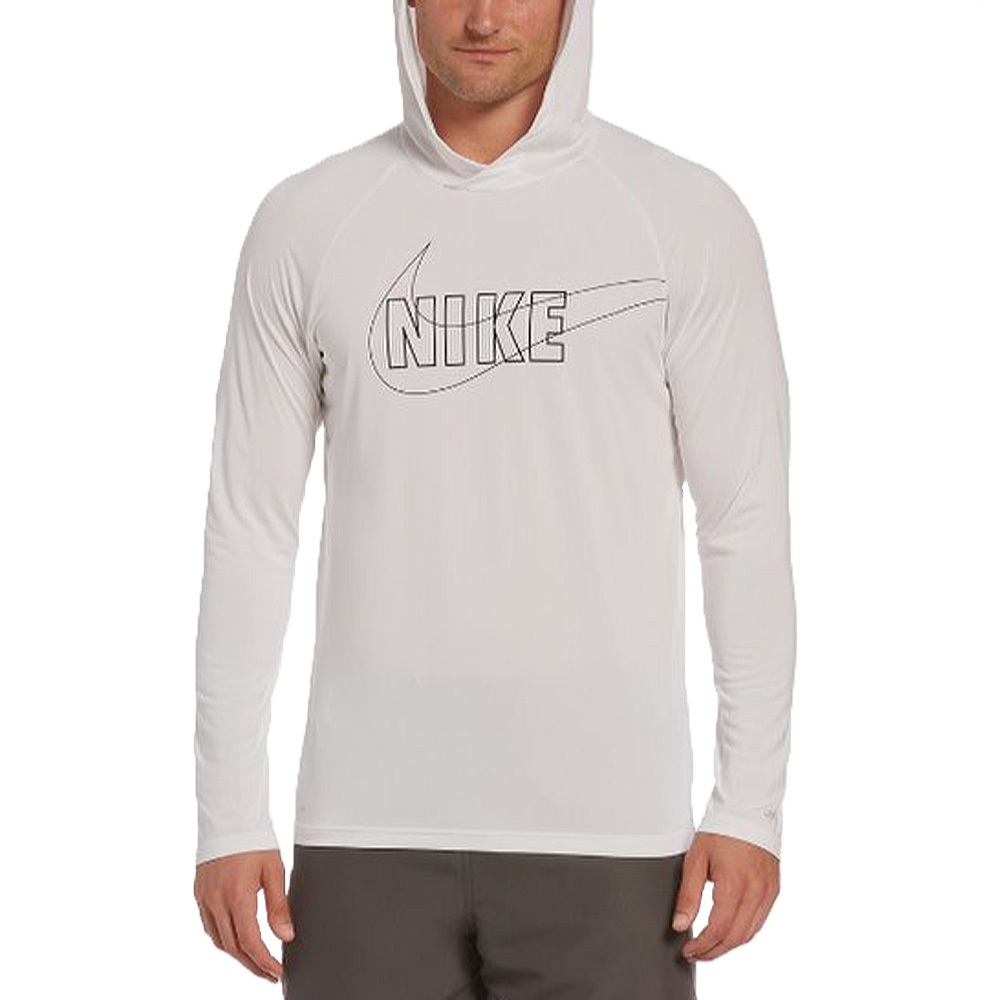 NIKE OUTLINE LOGO HOODED成人男性連帽防曬衣 戶外運動 乾爽 透氣 彈性 舒適 抗UV 黑 白 藍, 藍,XL, large