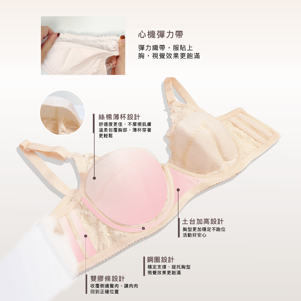 【可蘭霓Clany】舒活女人蕾絲包覆CD內衣(春漾膚 6671-11), , large