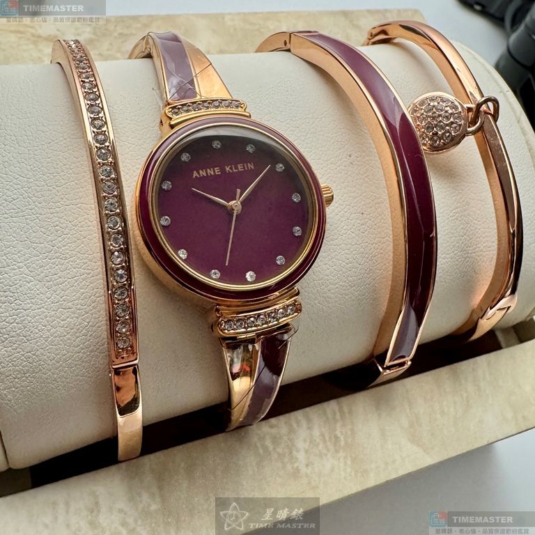 [星晴錶業]ANNE KLEIN手錶,26mm,AN00200桃紅色錶面玫瑰金錶殼玫瑰金色合金錶帶款, , large