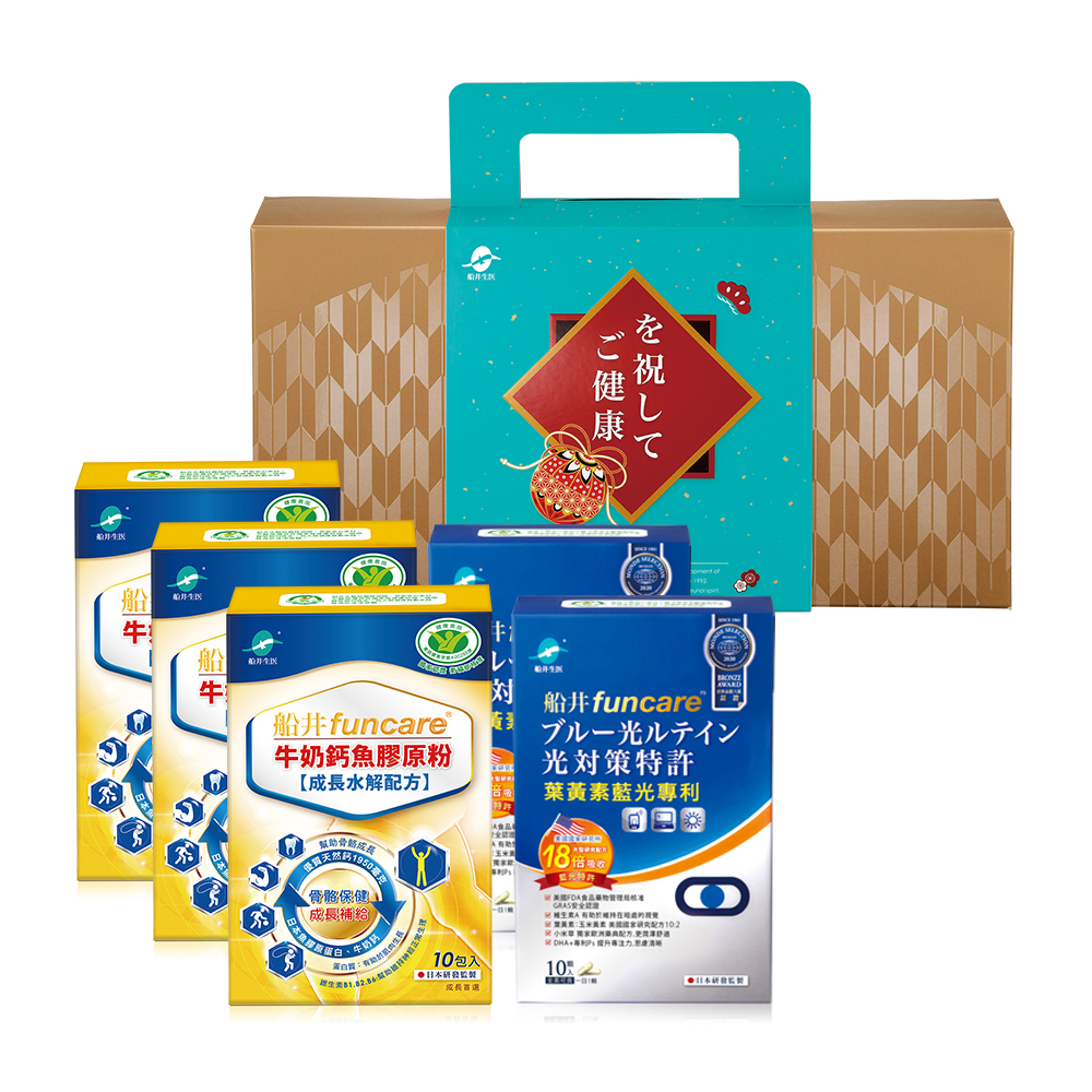 【船井】牛奶鈣魚膠原成長對策禮盒組, , large