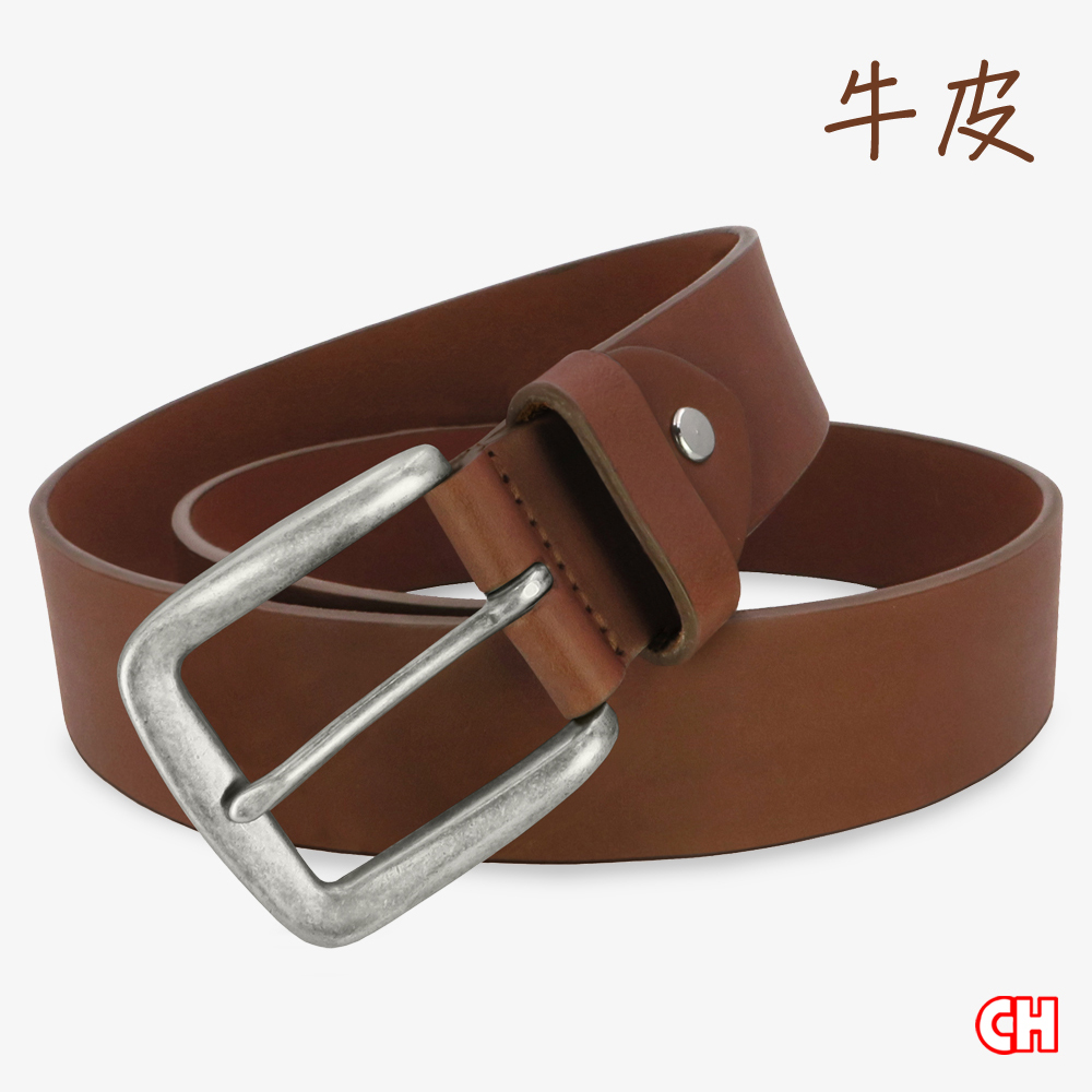 【CH-BELT 銓丞皮帶】牛皮基本款 百搭休閒 男皮帶紳士腰帶(紅棕), , large