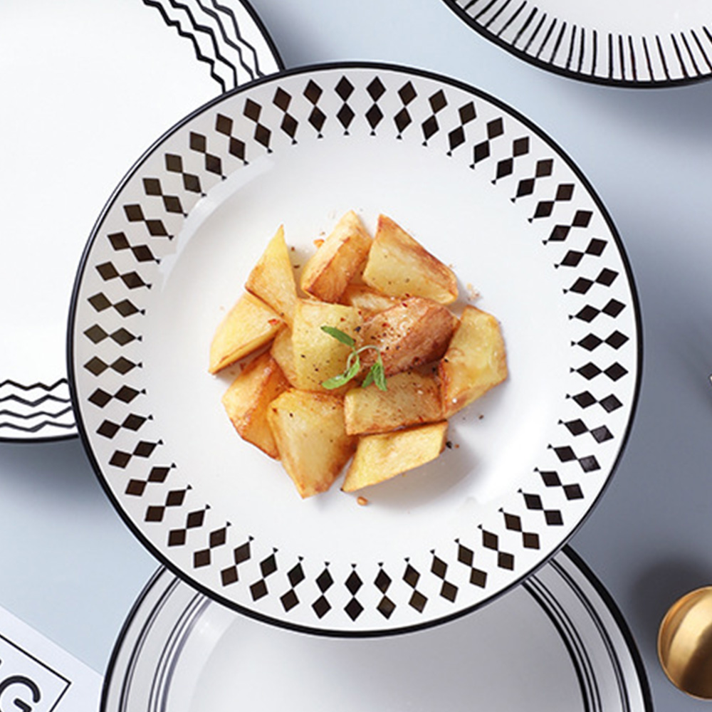 8吋陶瓷深盤【20款可選】陶瓷 圓盤 菜盤 濃湯盤 水餃盤 牛排盤 沙拉盤 水果盤 北歐風 卡通 赫本風 陶瓷盤 田園風 盤子, , large