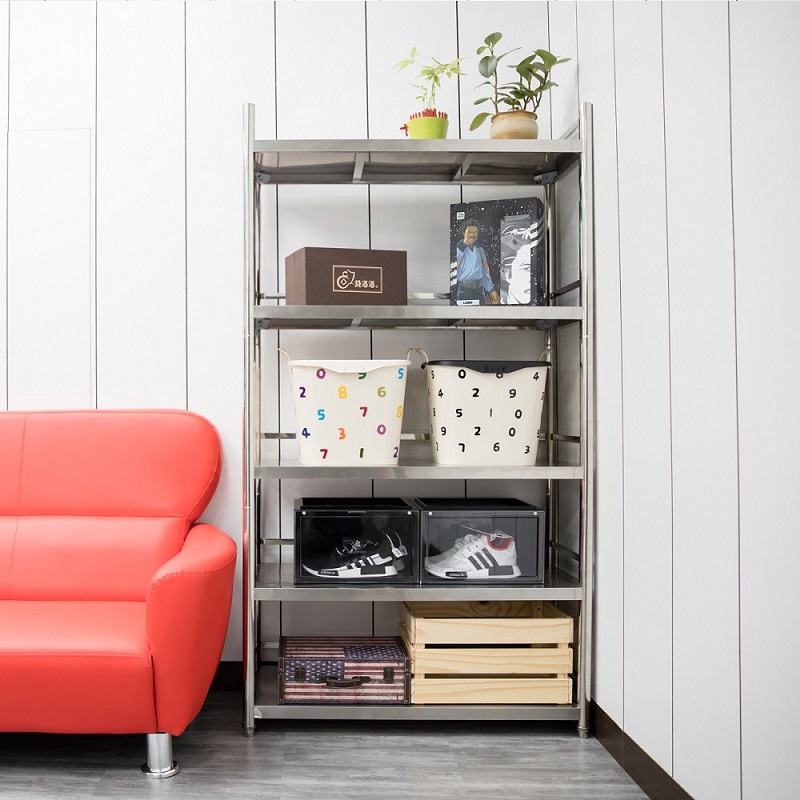 【誠宜居家】90x50x168公分 (三面圍欄-五層不鏽鋼置物架)升級款加粗加厚-加強底部橫梁 收納架 不鏽鋼置物架 不銹鋼置物架 廚房不銹鋼置物架 置物架 家電架 廚房架 架子, , large