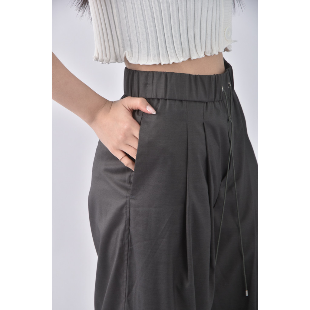 (L) studio doe高腰質感棉質綠色長褲二手衣, , large