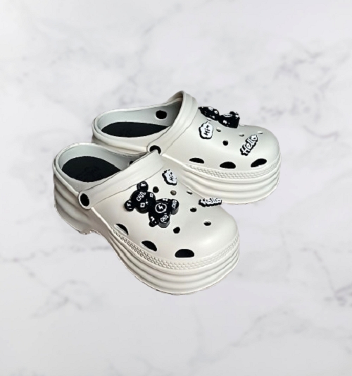 [e shoe store] Amy height-enhancing women's hole shoes/gardener shoes/waterproof slippers black 23.5CM, , large