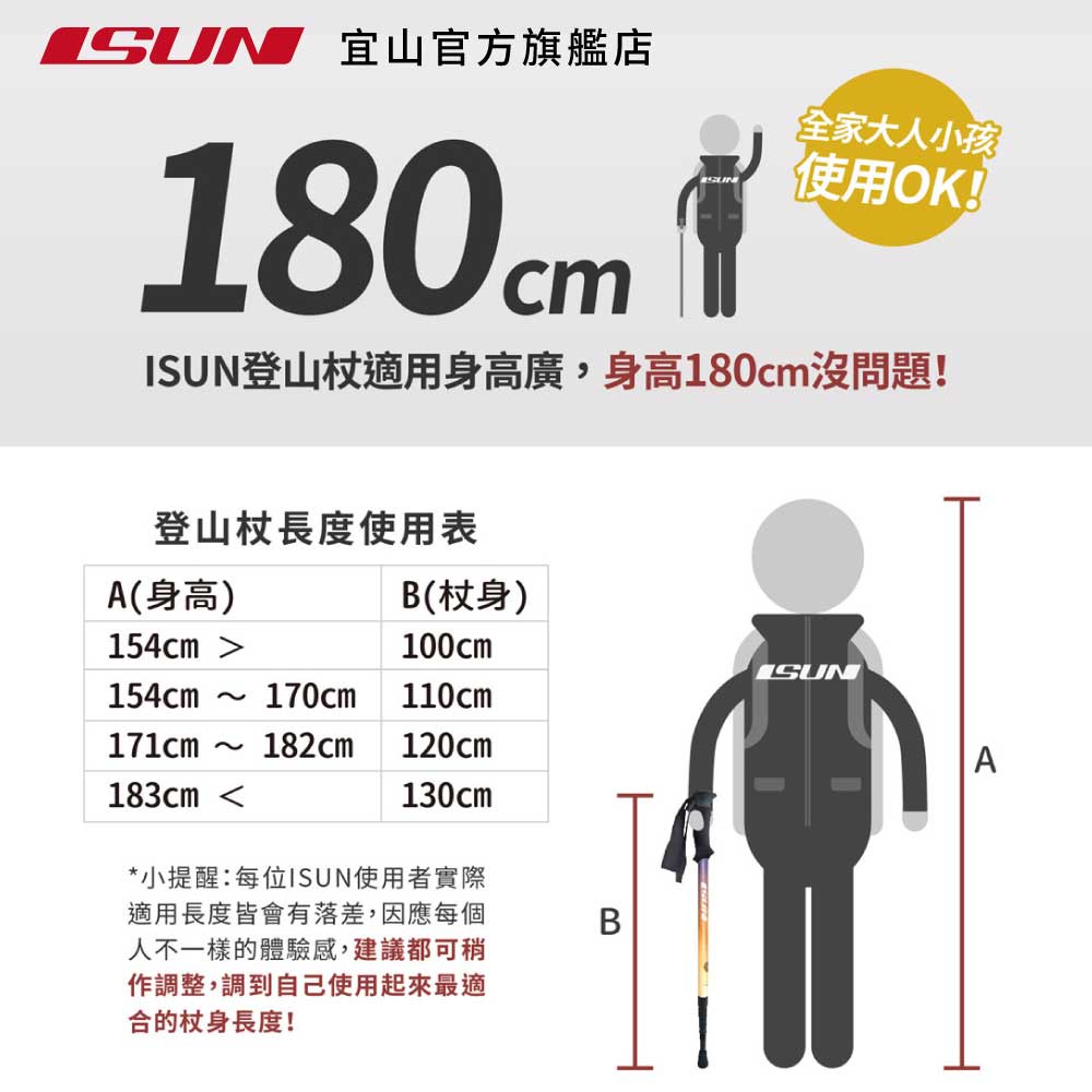 【ISUN】7075避震三節登山杖 2色任選｜耐磨圓頭握把 航太級7075鋁合金 附腳墊及擋泥板, , large