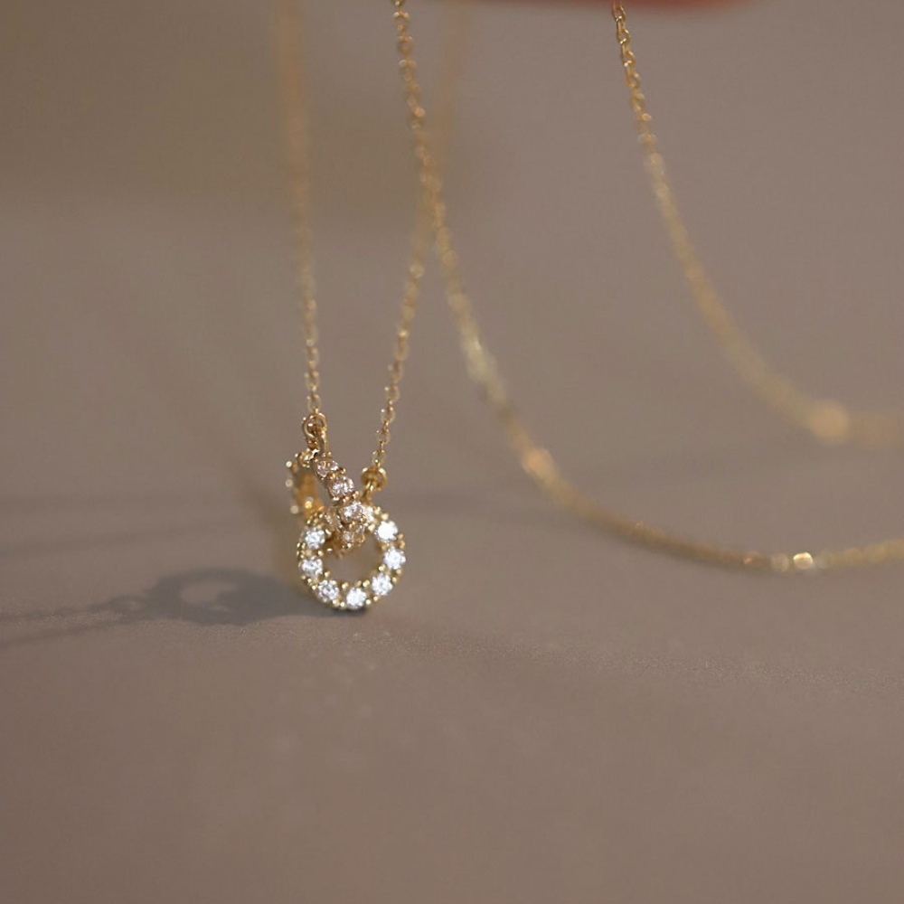 s925純銀14K金環環相扣氣質鎖骨項鏈-附馬卡收納盒 , , large