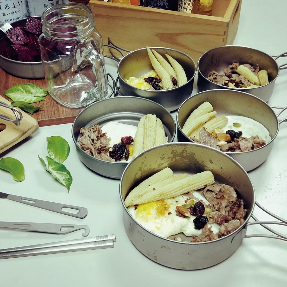 【純鈦雙鍋組】個人鍋 平底鍋 可堆疊鍋收納 鈦鍋 露營 環保餐具, , large