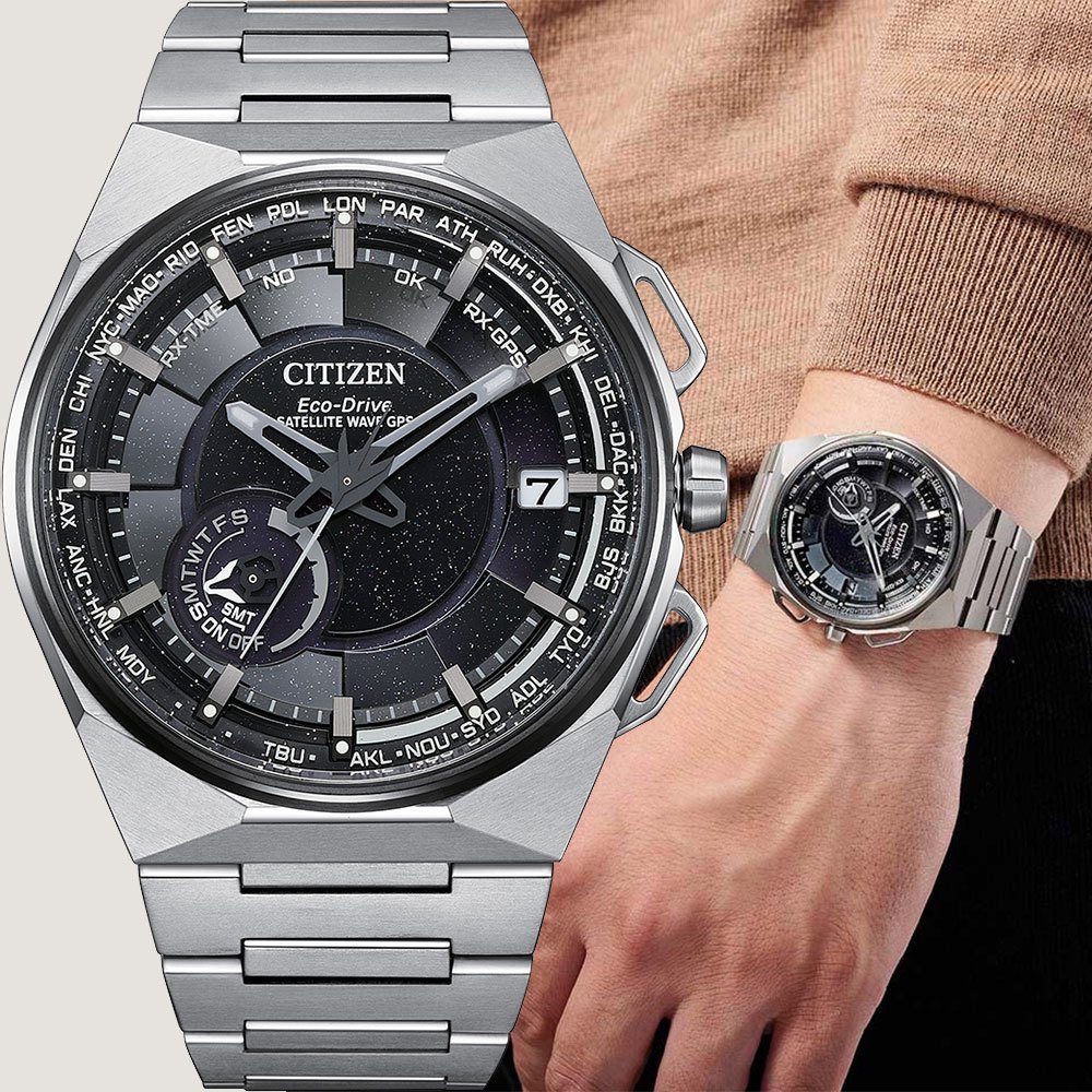 CITIZEN 星辰 限量週年紀念款 超級鈦GPS衛星對時手錶-星際黑 禮物 CC3097-52E, , large