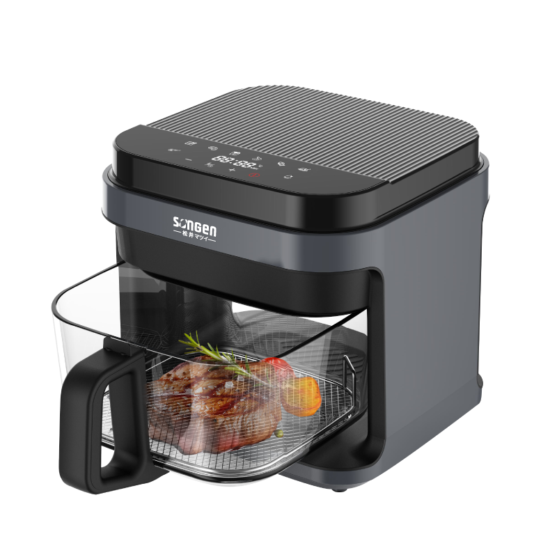 【SONGEN松井】日系3D熱旋5.5L晶鑽玻璃氣炸鍋/烘烤爐/氣炸烤箱(SG-421GAF(B)), , large