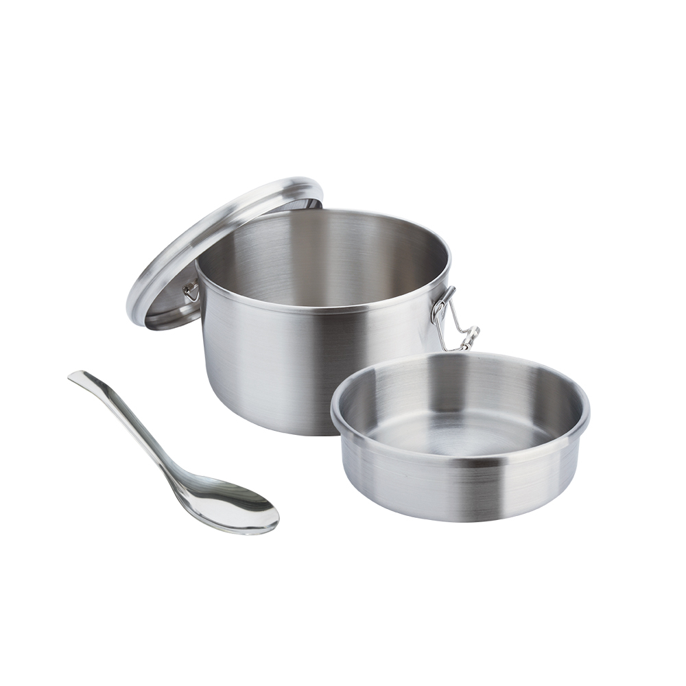 CLARE 可蕾爾 晶鑚316不鏽鋼雙層圓形便當盒附湯匙 12cm（0.7L）-Leidea樂德兒, , large