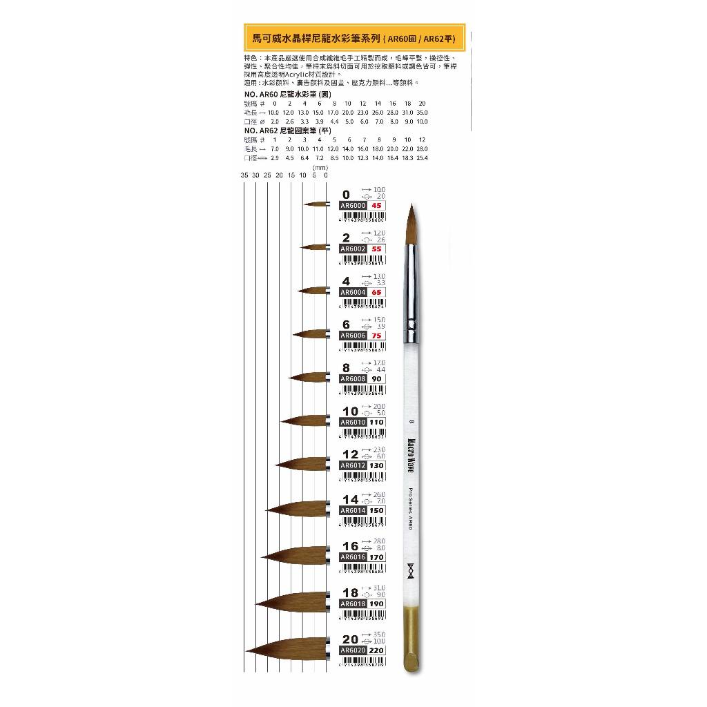 普思AP (圓頭)水晶桿尼龍水彩筆  AR6000, , large