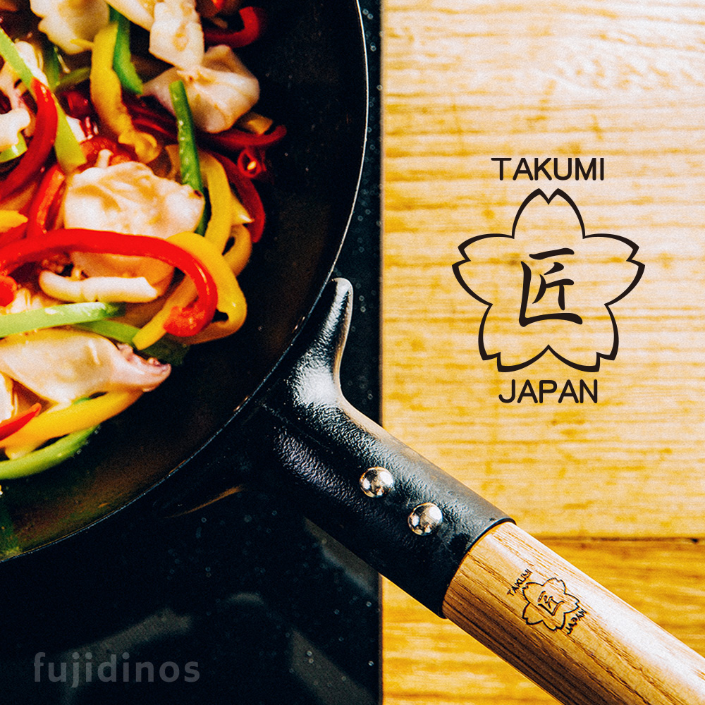 【Japan TAKUMI】Takumi Rock-Pattern Iron Wok / Iron Frying Pan 28cm (Made in Japan), , large