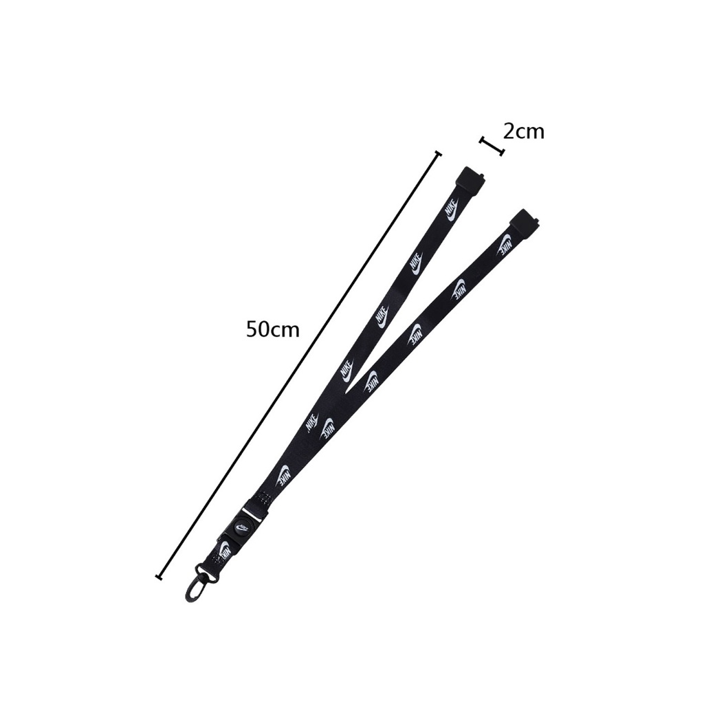 NIKE CLUB 標準掛繩 證件套繩 證件帶 手機掛繩 頸帶 頸掛繩 簡約 輕量 耐用 防撕裂 安全後扣 多功能 黑, , large