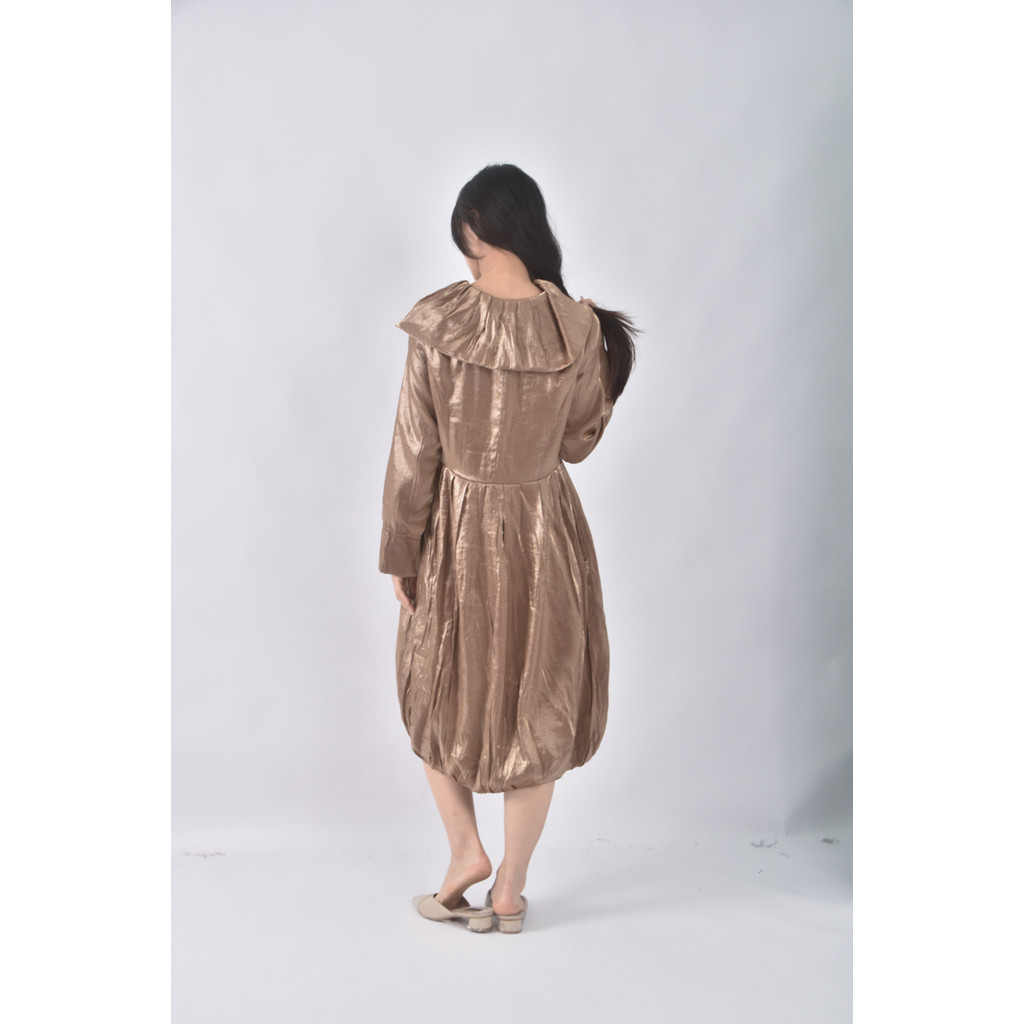 (L) anna sui禮服亮面棕色洋裝二手衣, , large
