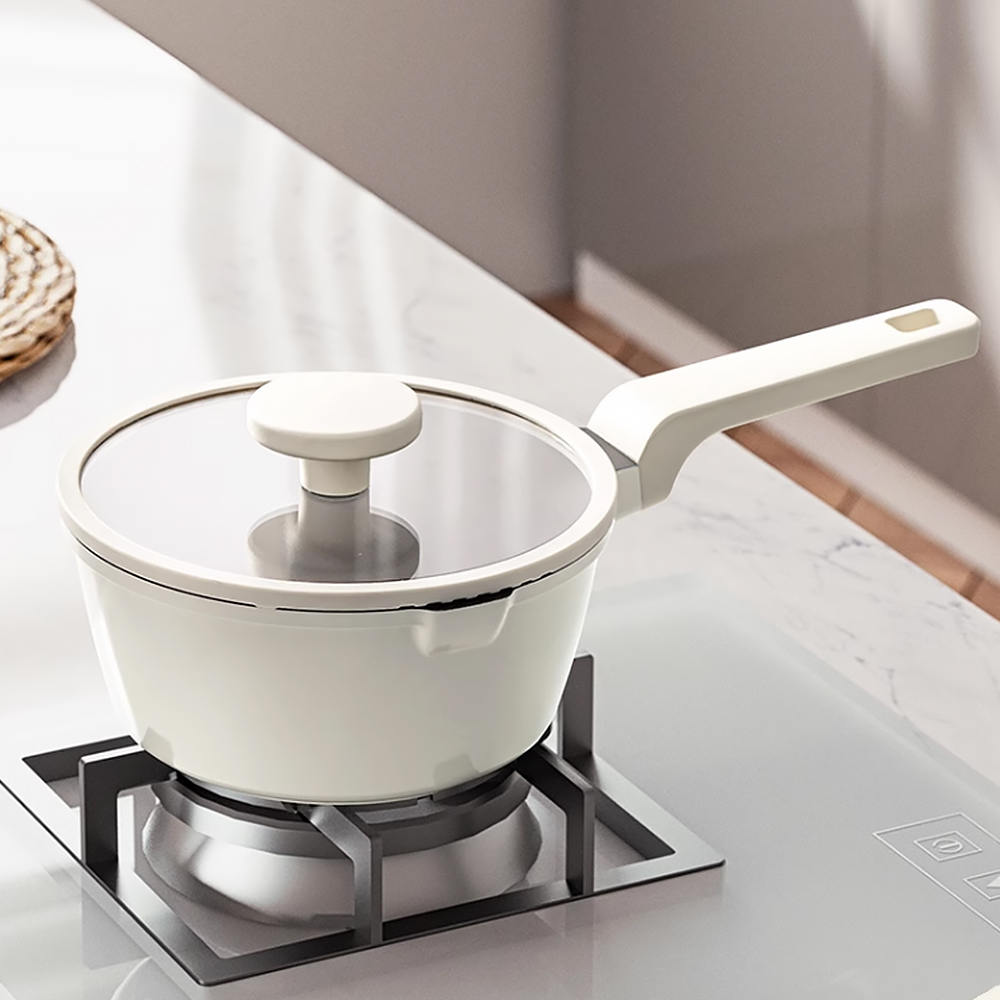 【Sushar小菜丫】鈦晶陶瓷 不沾鍋 小湯鍋 泡麵鍋 20cm奶鍋 IH全對應(贈原廠玻璃蓋), , large