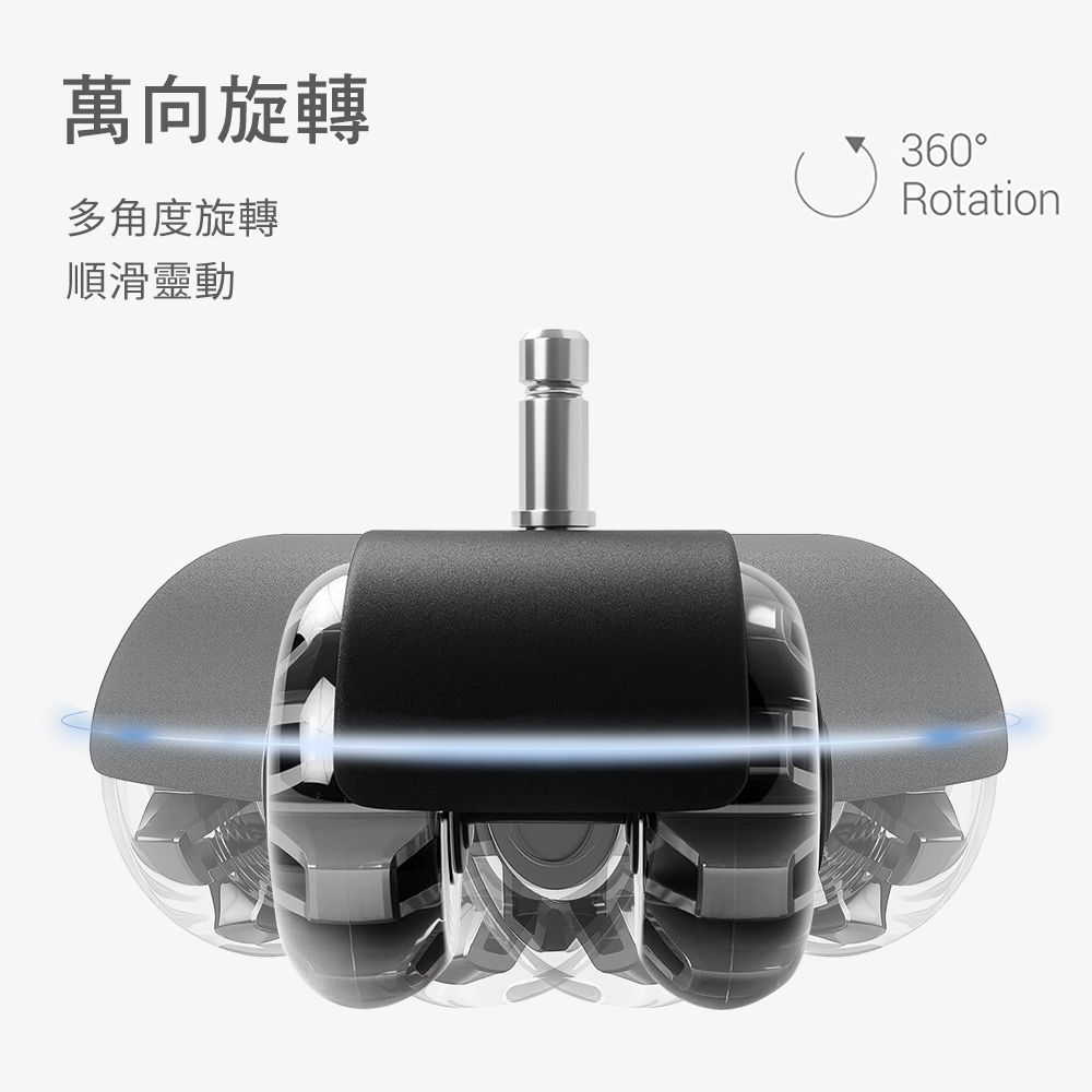 Office chair 2 inch universal PU wheels 5 pieces set, , large