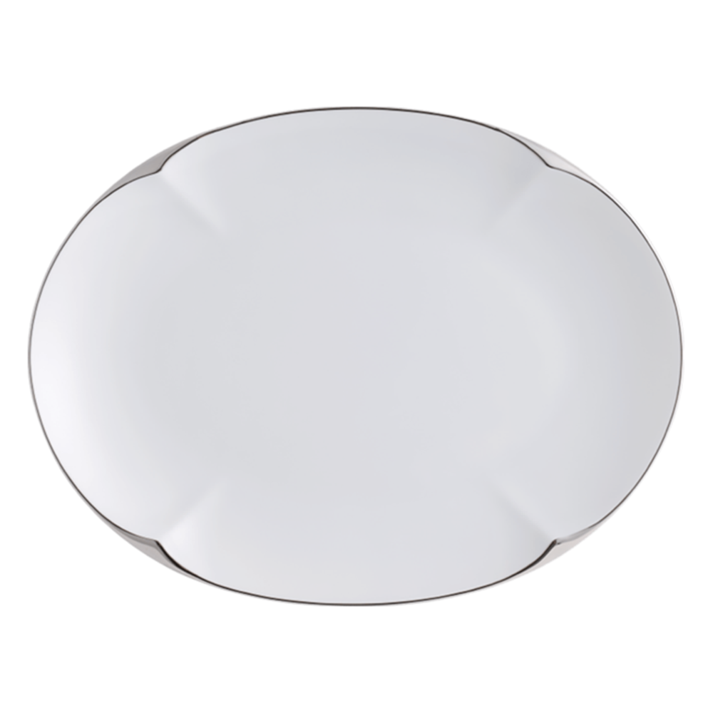 LEGLE - Ruyi Small Dish - Oval Plate with Silver Edge 21cm, , large