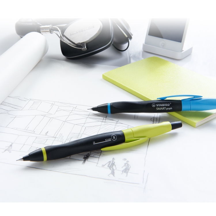【德國天鵝STABILO】 SMARTgraph 智能樂人體工學0.5自動鉛筆/左右手右手2B黑/藍(ST1842/2-12), , large