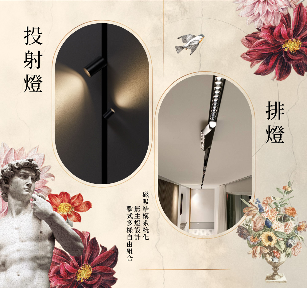 DanceLight 2-pack 15W Da Vinci magnetic track light projection light can be turned and anti-glare design (natural light), 自然光, large