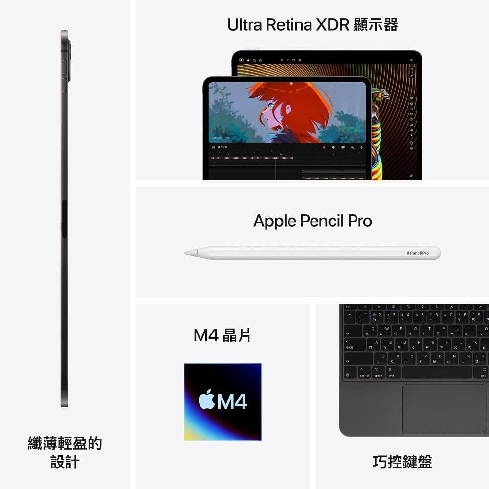 Apple iPad Pro 11吋 256GB Wi-Fi (M4) 平板電腦 2024 _ 台灣公司貨 + 贈二品, , large