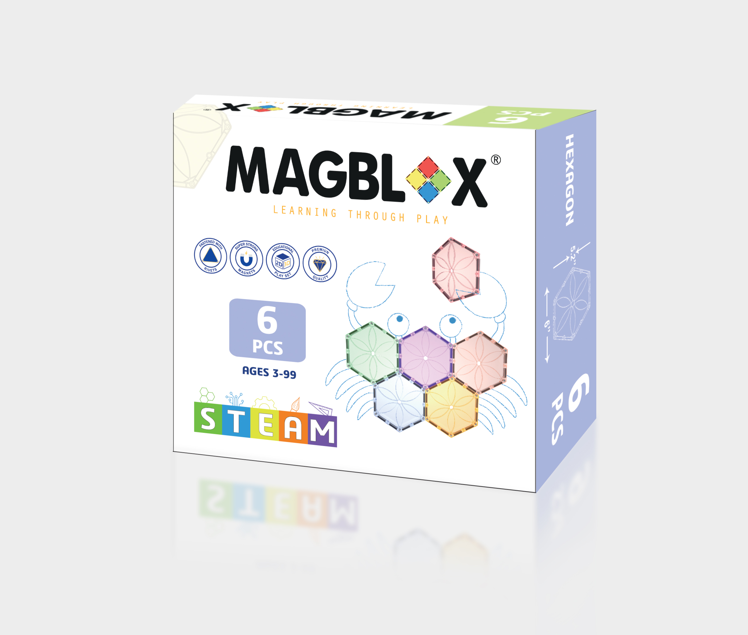 [好研所]MAGBLOX® 美學磁力片 六角形 - 粉彩 (6pcs), , large
