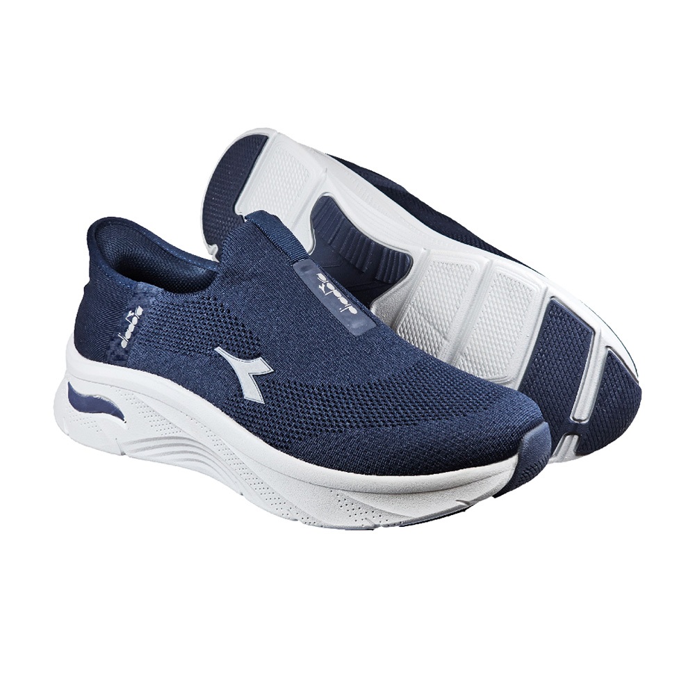 DIADORA迪亞多那 快易穿健走鞋 男運動鞋 休閒鞋 男鞋 寬楦 反光 透氣 吸震 彈力 耐用 耐磨 止滑 黑 藍, 藍,25.5, large