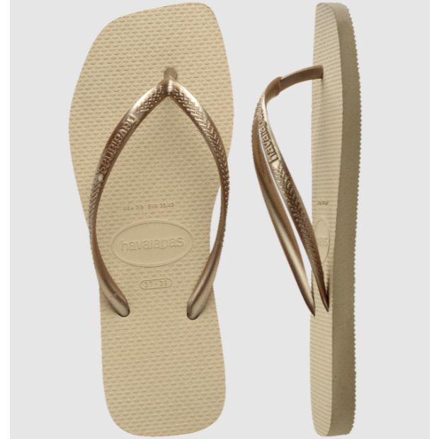 [巴拉娜巴西人字拖專賣店]中壢實體店面 Havaianas哈瓦仕 夾腳拖 SLIM SQUARE 方形 方頭 沙金色 海灘  女款, , large