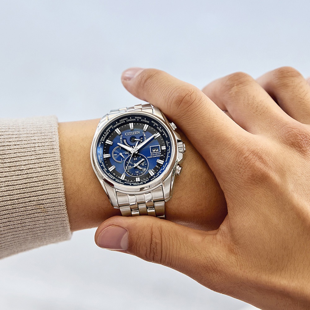 CITIZEN 星辰 亞洲限定款 光動能萬年曆電波手錶 AT9120-89L, , large