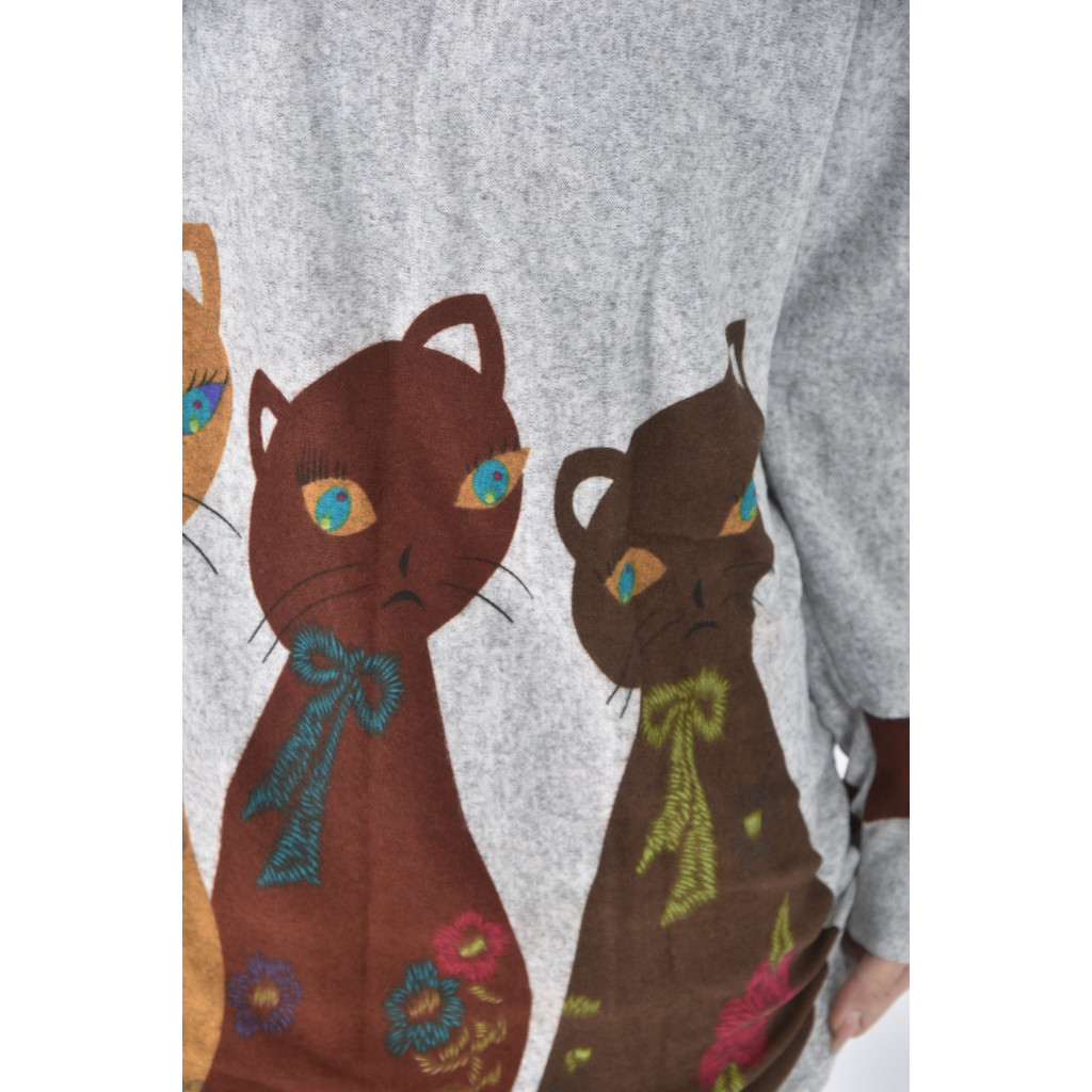 (L) 貓咪灰色長袖上衣二手衣, , large