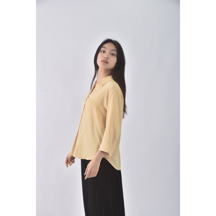 (S) uniqlo黃色長袖上衣二手衣, , large