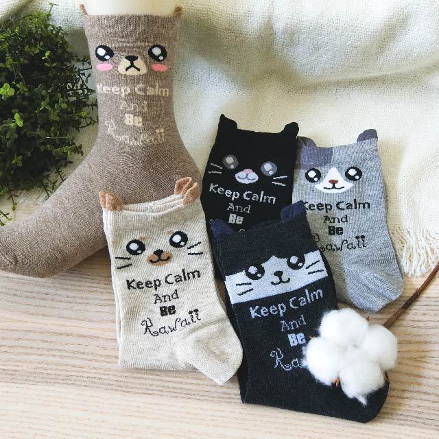 [Kaimei Cotton Industry] 8 pairs set, random and excellent, MIT made in Taiwan, pure cotton style women's socks, watery little animal style, , large