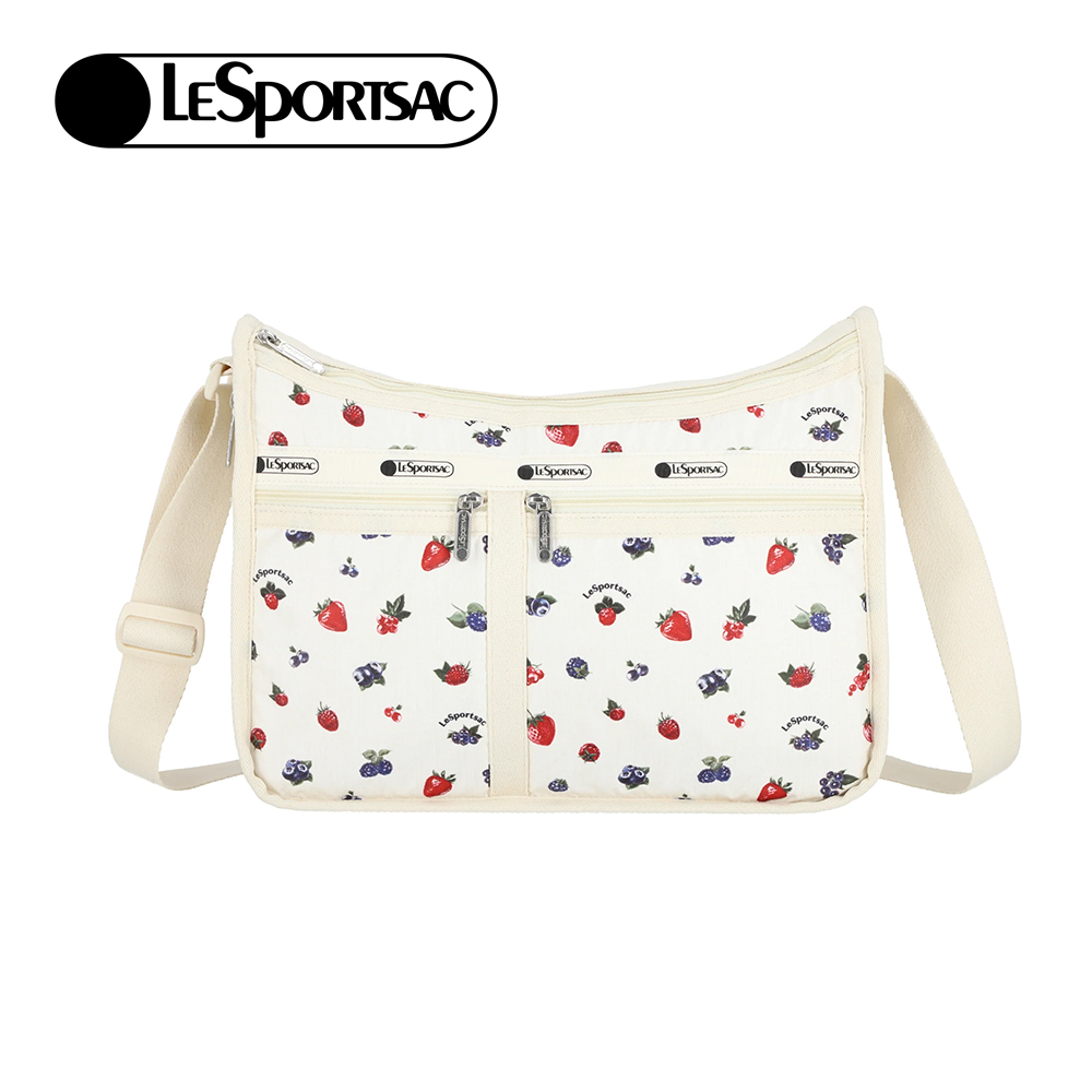 Lesportsac Deluxe Everyday Bag 經典奢華斜背包 側背包 通勤旅行包 女包 男包(奶油莓果), , large